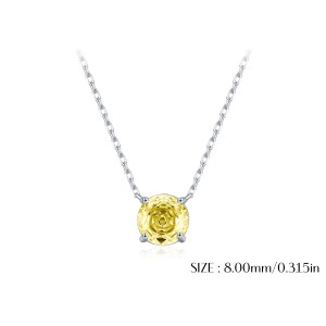 925 Sterling Silver Canary Yellow Rose Cut Necklace 80200528 925 Sterling Silver Canary Yellow Rose Cut Necklace 80200528