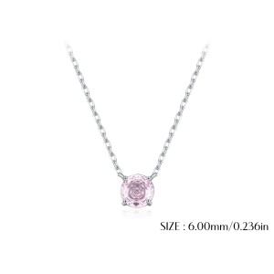 925 Sterling Silver Light Pink Rose Cut Necklace 80200529 925 Sterling Silver Light Pink Rose Cut Necklace 80200529