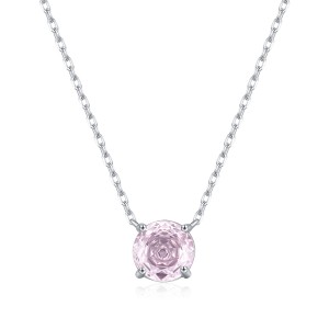 925 Sterling Silver Light Pink Rose Cut Necklace 80200529 925 Sterling Silver Light Pink Rose Cut Necklace 80200529