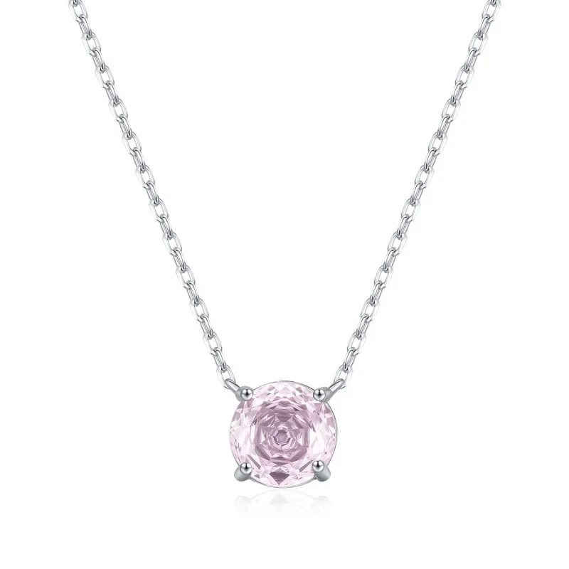 925 Sterling Silver Light Pink Rose Cut Necklace 80200529