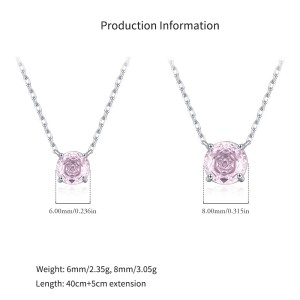925 Sterling Silver Light Pink Rose Cut Necklace 80200529 925 Sterling Silver Light Pink Rose Cut Necklace 80200529