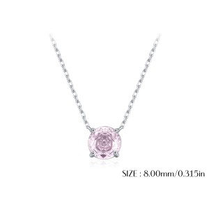 925 Sterling Silver Light Pink Rose Cut Necklace 80200529 925 Sterling Silver Light Pink Rose Cut Necklace 80200529
