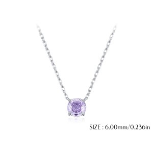 925 Sterling Silver Lavender Rose Cut Necklace 80200530