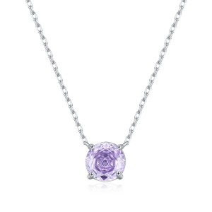 925 Sterling Silver Lavender Rose Cut Necklace 80200530