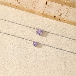 925 Sterling Silver Lavender Rose Cut Necklace 80200530