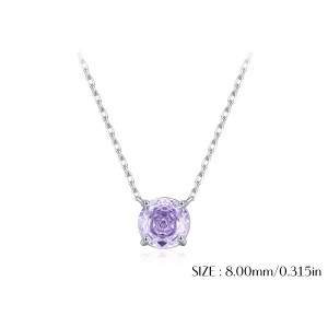 925 Sterling Silver Lavender Rose Cut Necklace 80200530