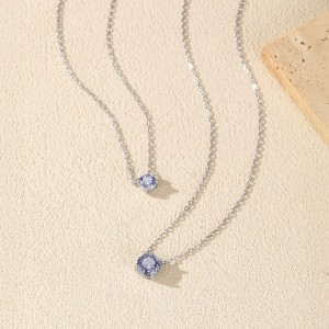 925 Sterling Silver Tanzanite Blue Rose Cut Necklace 80200531 925 Sterling Silver Tanzanite Blue Rose Cut Necklace 80200531