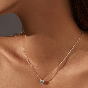 925 Sterling Silver Light Sea Blue Rose Cut Necklace 80200532 925 Sterling Silver Light Sea Blue Rose Cut Necklace 80200532