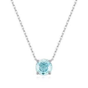 925 Sterling Silver Light Sea Blue Rose Cut Necklace 80200532 925 Sterling Silver Light Sea Blue Rose Cut Necklace 80200532