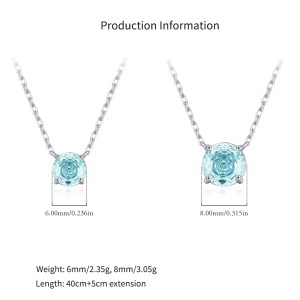 925 Sterling Silver Light Sea Blue Rose Cut Necklace 80200532 925 Sterling Silver Light Sea Blue Rose Cut Necklace 80200532