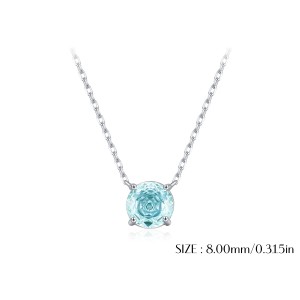 925 Sterling Silver Light Sea Blue Rose Cut Necklace 80200532 925 Sterling Silver Light Sea Blue Rose Cut Necklace 80200532