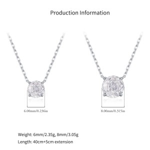 925 Sterling Silver Clear White Rose Cut Necklace 80200533