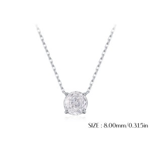 925 Sterling Silver Clear White Rose Cut Necklace 80200533