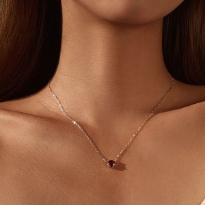 925 Sterling Silver 8mm Rose Cut Garnet Necklace 80200534 925 Sterling Silver 8mm Rose Cut Garnet Necklace 80200534