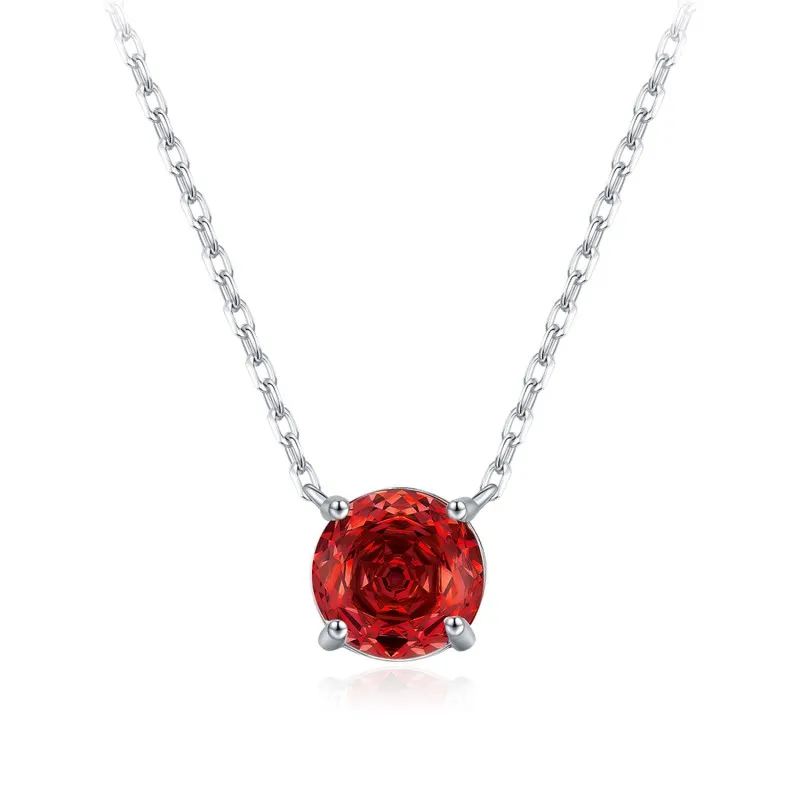 925 Sterling Silver 8mm Rose Cut Garnet Necklace 80200534