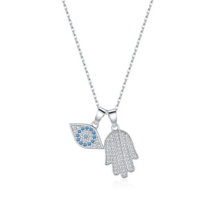 925 Sterling Silver Hamsa Evil Eye Necklace 80200535