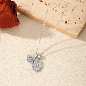 925 Sterling Silver Hamsa Evil Eye Necklace 80200535