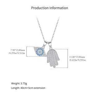 925 Sterling Silver Hamsa Evil Eye Necklace 80200535