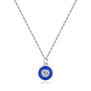 925 Sterling Silver Klein Blue Enamel Evil Eye Pendant 80200537