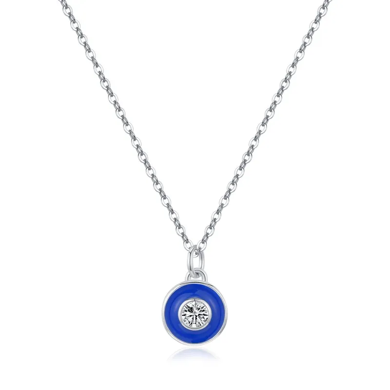 925 Sterling Silver Klein Blue Enamel Evil Eye Pendant 80200537