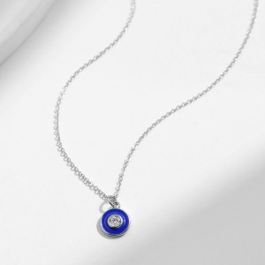 925 Sterling Silver Klein Blue Enamel Evil Eye Pendant 80200537