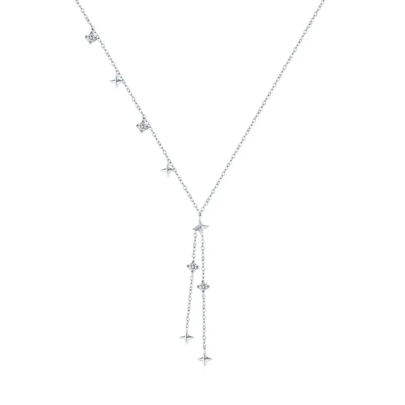 S925 Zirconia Star Charm Tassel Necklace 80300007