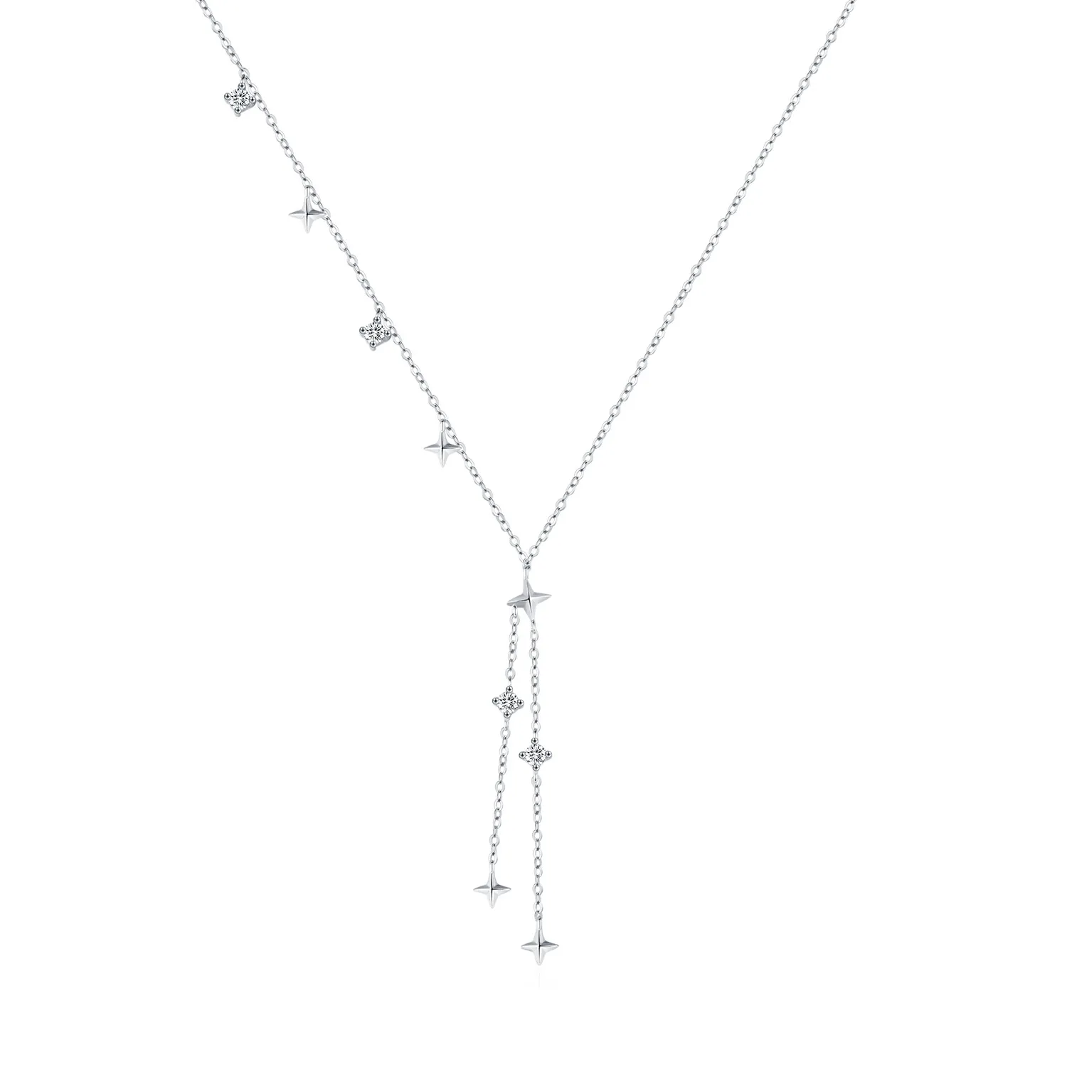 S925 Zirconia Star Charm Tassel Necklace 80300007