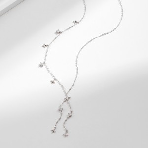 S925 Zirconia Star Charm Tassel Necklace 80300007