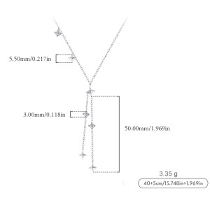 S925 Zirconia Star Charm Tassel Necklace 80300007