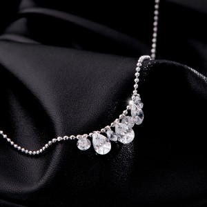 S925 Waterdrop Zirconia Charm Bead Necklae 80300008