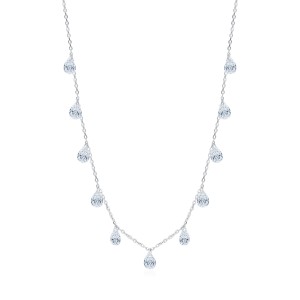 925 Sterling Silver Teardrop Zircon Choker Necklace 80300011