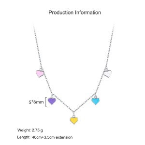 925 Sterling Silver Colorful Enamel Heart Necklace 80300014