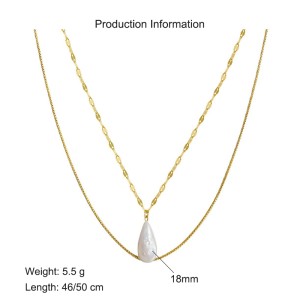 925 Sterling Silver Fresh Water Pearl Layered Necklace 80400009
