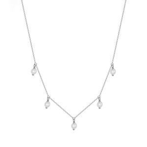 925 Sterling Silver Fresh Water Pearl Charm Necklace 80400010