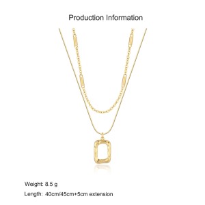 925 Sterling Silver Layered Geometric Pendant Necklace 80400011