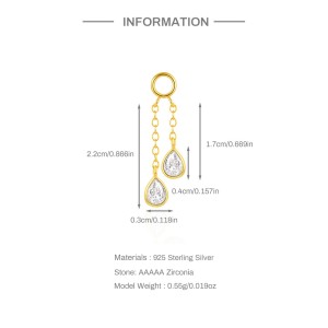 925 Sterling Silver Zirconia Tassel Earring Pendant 90100048