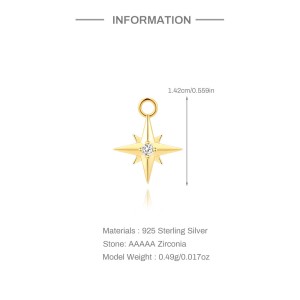 925 Sterling Silver Zirconia Star Earring Pendant 90100050