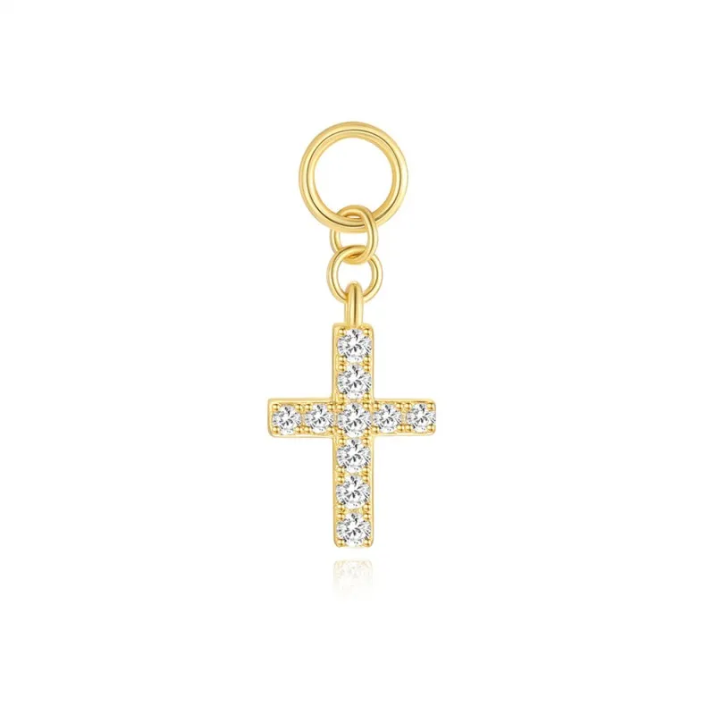 925 Sterling Silver Zirconia Cross Earring Pendant 90100053