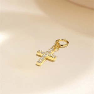 925 Sterling Silver Zirconia Cross Earring Pendant 90100053