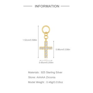 925 Sterling Silver Zirconia Cross Earring Pendant 90100053