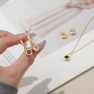 925 Sterling Silver Zirconia Earring Necklace Pendant 90100054