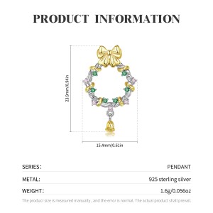 Sterling Silver Crystal Christmas Wreath Pendants 90200058 Sterling Silver Crystal Christmas Wreath Pendants 90200058