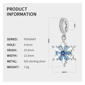 Sterling Silver Crystal Christmas Snowflake Pendants 90200059