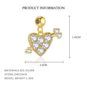 925 Sterling Silver Unique DIY Animal Birds Heart Pendant 90200091