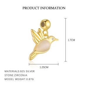 925 Sterling Silver Unique DIY Animal Birds Heart Pendant 90200091