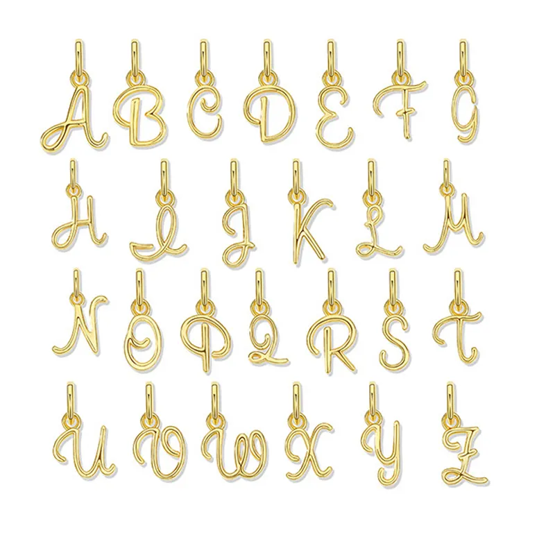 925 Sterling Silver Gold Tone Letter A to Z Pendant 90200092