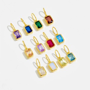 925 Sterling Silver Gold Tone Colorful Zirconia Birthstone Pendant 90200094