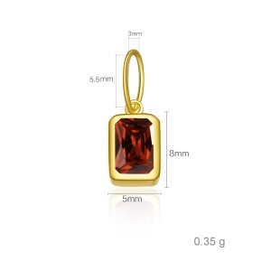 925 Sterling Silver Gold Tone Colorful Zirconia Birthstone Pendant 90200094