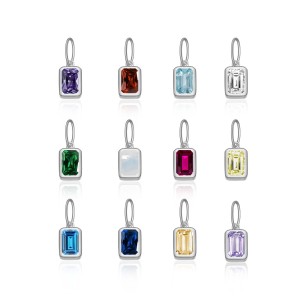 925 Sterling Silver Silver Tone Colorful Zirconia Birthstone Pendant 90200095