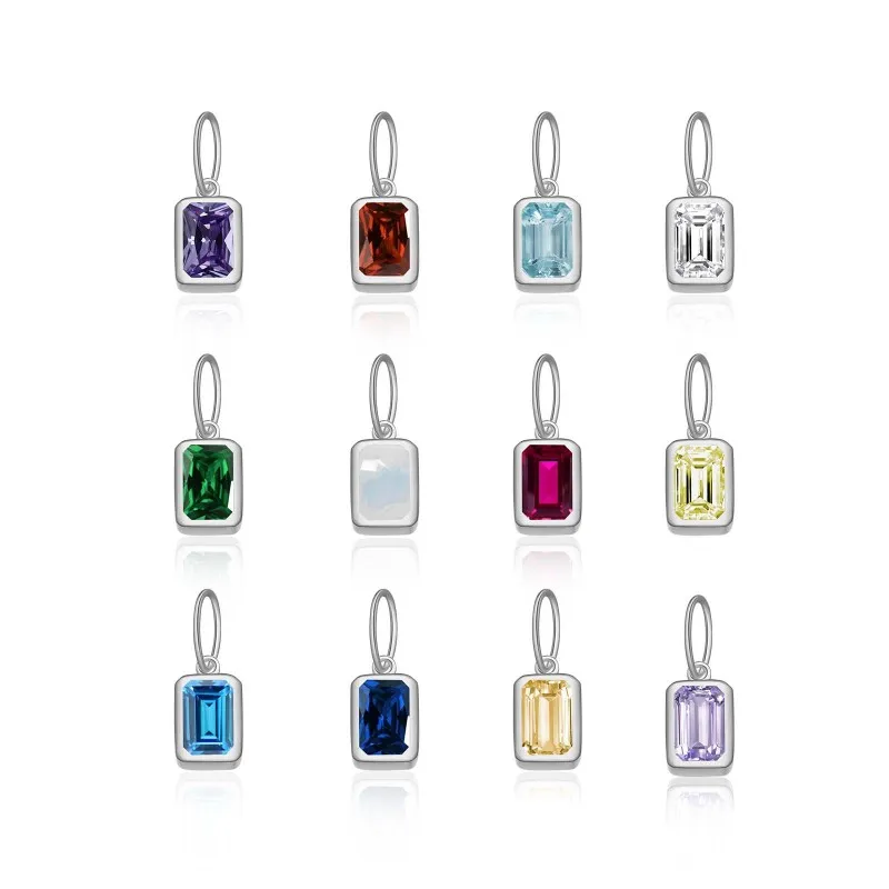 925 Sterling Silver Silver Tone Colorful Zirconia Birthstone Pendant 90200095
